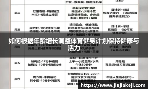 如何根据年龄增长调整体育健身计划保持健康与活力